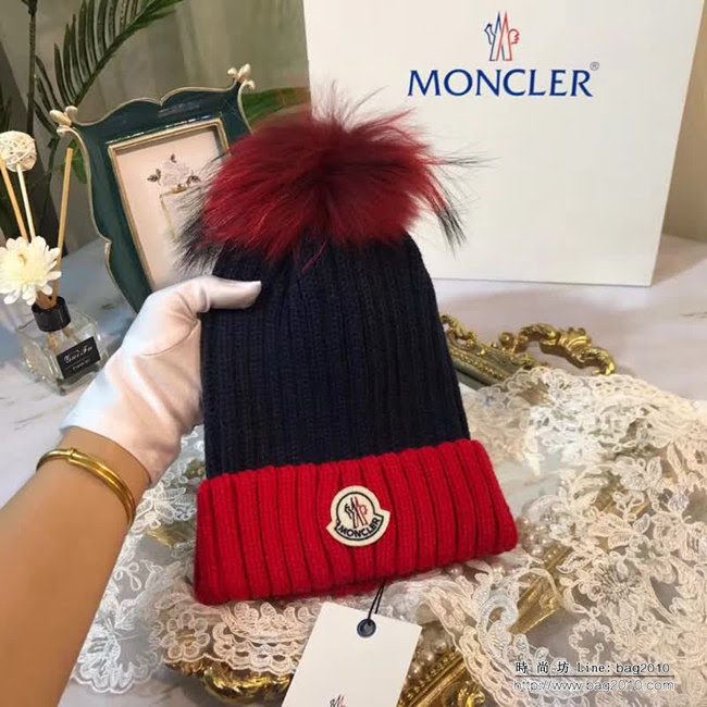 MONCIER蒙口 跑量款 經典火爆 毛線配狐狸毛球針織帽 LLWJ7131